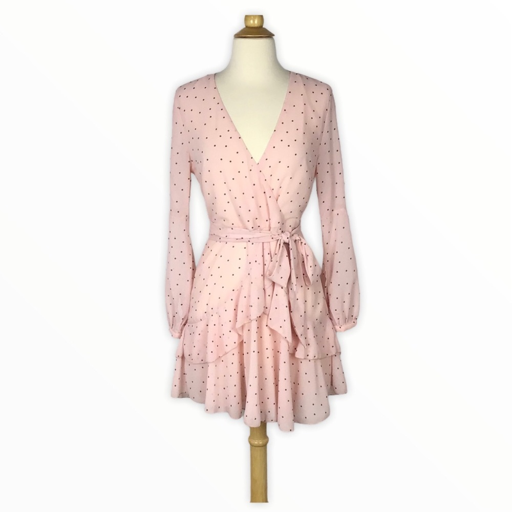 Goodnight Macaroon | Pink Polka Dot Ruffle Dress